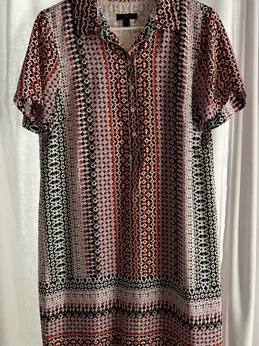 Talbots Pink, Black & Red Geometric Midi Dress